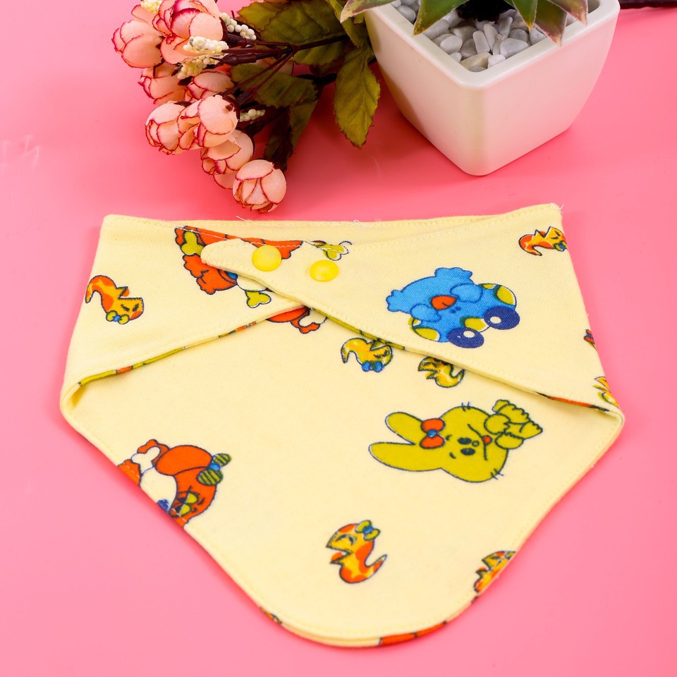 Set 5 Khăn Yếm Tam Giác 100% Cotton Có Cúc Bấm Cho Bé