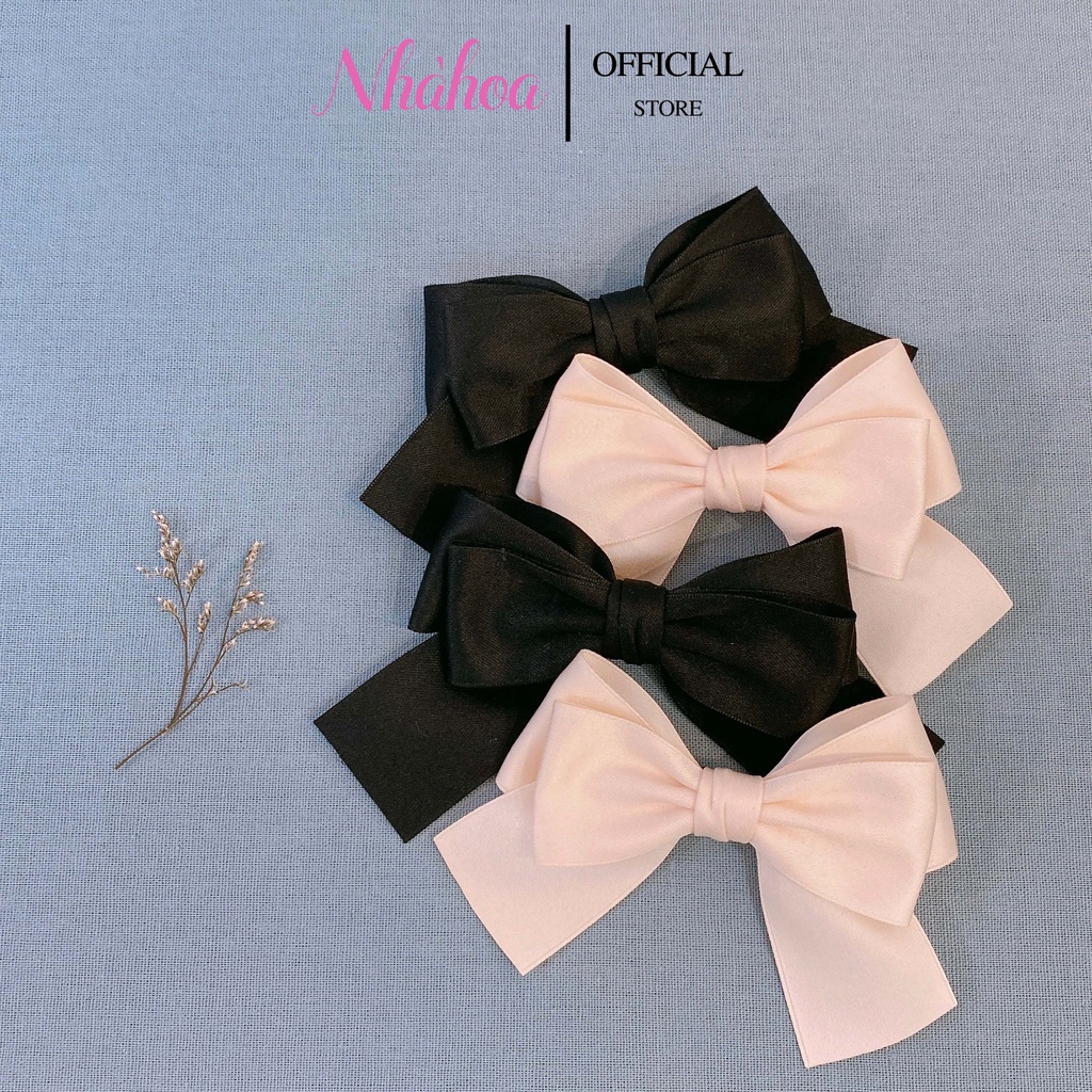 Kẹp Tóc Kẹp Mái Nơ JISOO BLACKPINK Chất Lụa Mờ Màu Đen - Chính Hãng NHÀ HOA