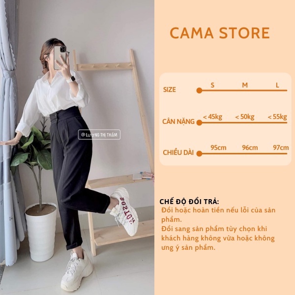 [Mã 44FASHIONSALE1 giảm 10K đơn 50K] Quần tây nữ công sở lưng cao ống baggy 2 cúc đi học CAMA STORE QT01