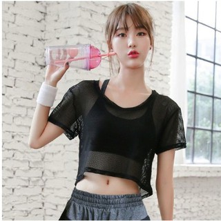 Áo lưới croptop tập gym, yoga, thể thao 2083