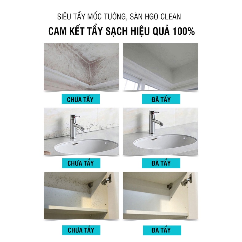 Tẩy mốc tường sàn HGO CLEAN tẩy vết bẩn ố vàng, rêu mốc an toàn tiện lợi hiệu quả 500ml