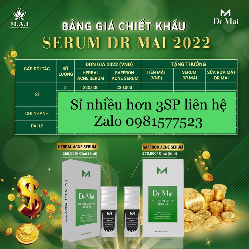 Dr Mai, Serum sạch mụn Dr Mai 6ml, lựa chọn hoàn hảo cho làn da mụn