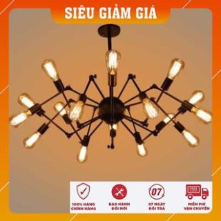 Đèn chùm - đèn chùm phòng khách - đèn chùm trang trí sắt hình chân nhện cứng spider 12 tay - kèm 12 bóng cao cấp