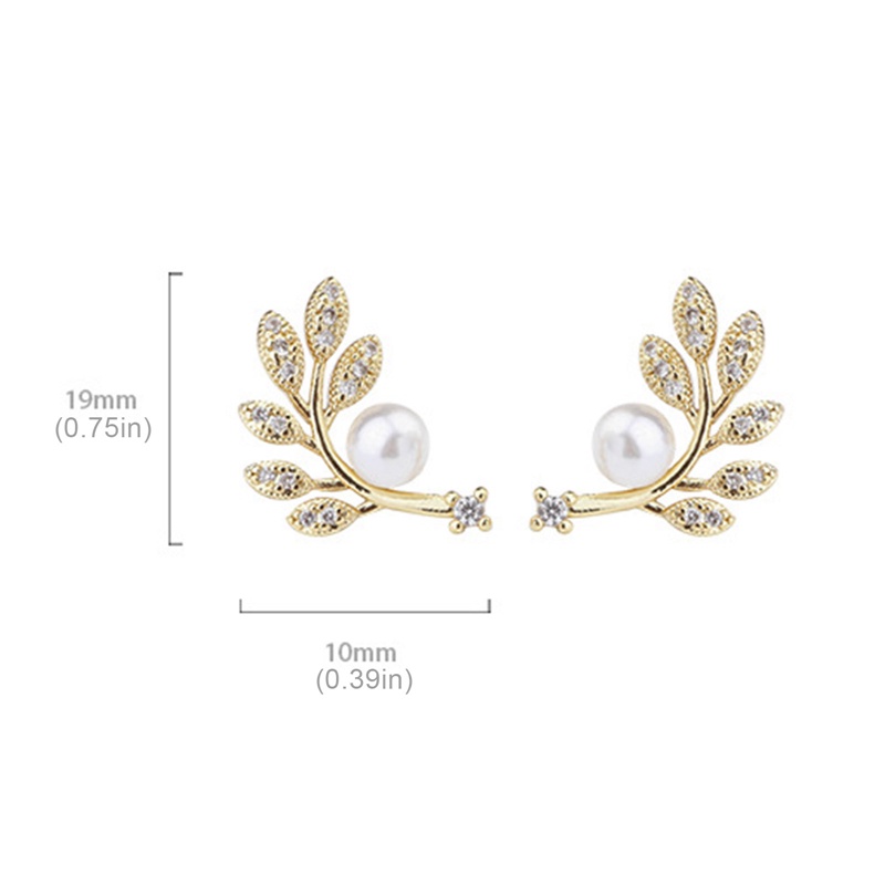 Bông Tai Hình Chiếc Lá Đính Ngọc Trai Giả Phong Cách Hàn Quốc Thời Trang Cho Nữ