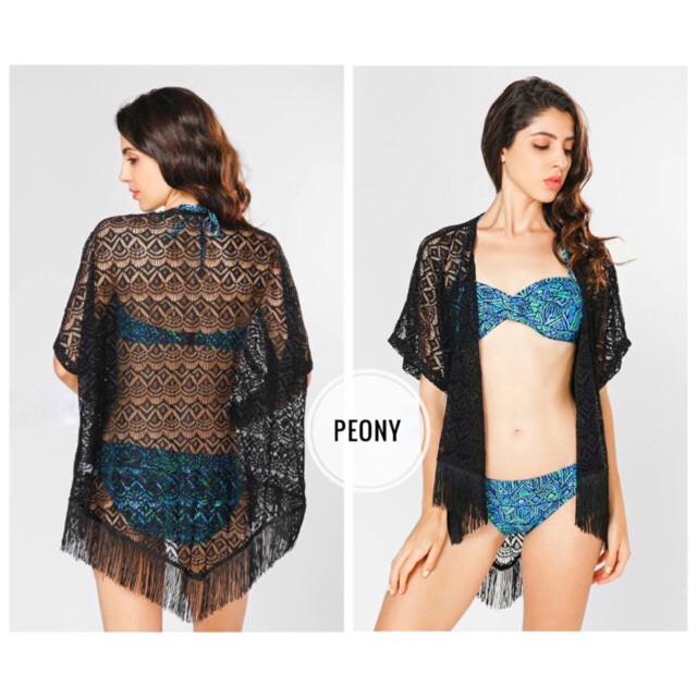 Áo choàng vạt chéo 2 màu đen trắng MSA.02