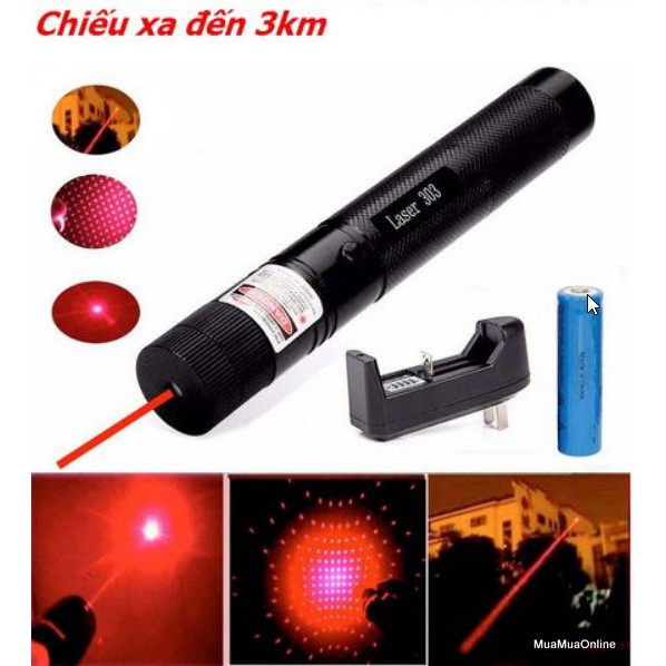 Đèn Pin Laser 303 Tia Đỏ Siêu Sáng Cao Cấp