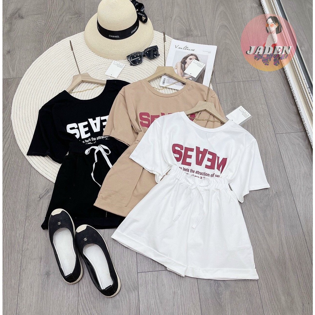 Set bộ thể thao áo cộc tay, quần short, cotton xịn, mịn, màu be nâu - Freesize (40-60kg)