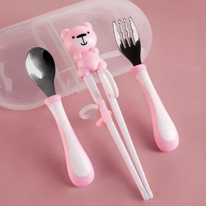 Bộ thìa dĩa đũa tập ăn hình gấu cho bé
