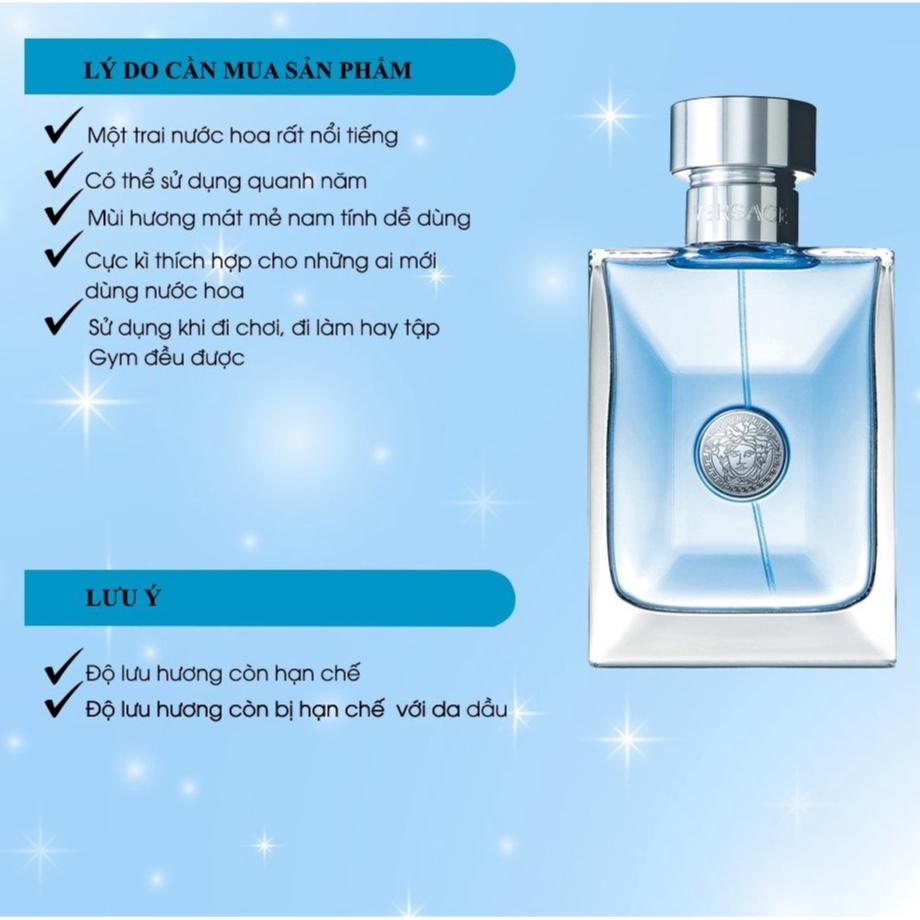 Nước hoa nam  Ver.sace Pour Homme 100ml lưu hương lâu hương gỗ nồng nàn mạnh mẽ lịch lãm