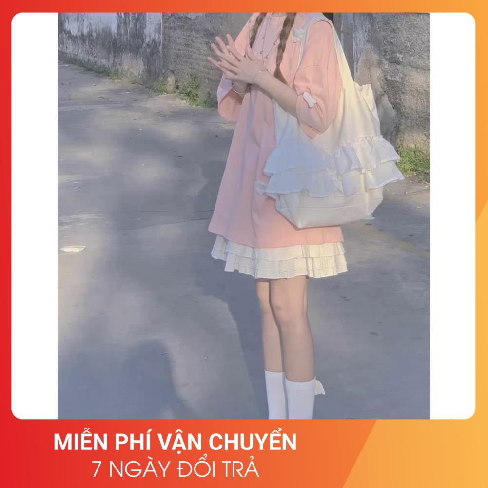 Áo Thun Hồng May Cánh 24APRIL Nữ [FREESHIP]  Phông ngắn tay lỡ form rộng bánh bèo pastel đẹp cá tính Ulzzang