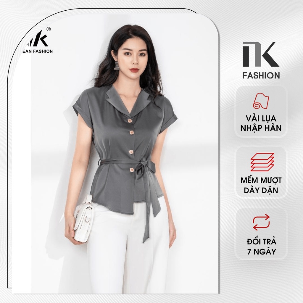 Áo Sơ Mi Nữ Đai Eo NK Fashion Thiết Kế Phong Cách Sang Trọng, Chất Vải Cao Cấp, Thoáng Mát NKSM2201014
