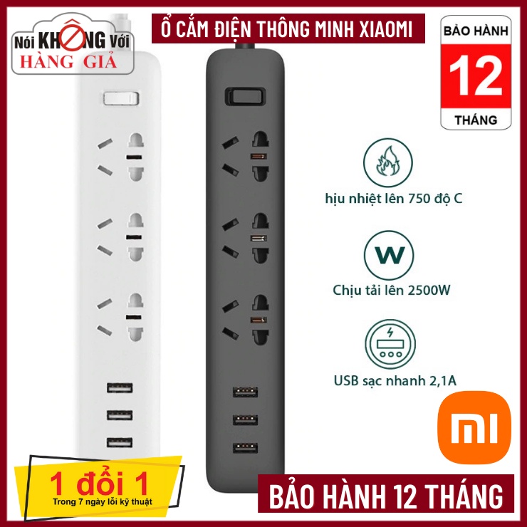 Ổ Cắm Điện Xiaomi-Ổ Điện Sạc Nhanh Xiaomi Mi Power Strip Chống cháy nổ-Bảo Hành 12 Tháng