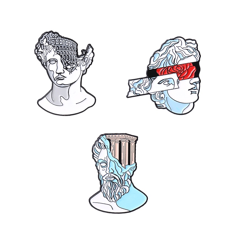 Ghim cài áo hình tượng đầu người hoạt hình dễ thương