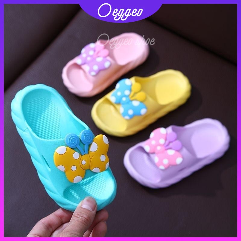 Oeggeo Dép Đế Bệt Họa Tiết Chấm Bi Và Bướm Dễ Thương Cho Bé