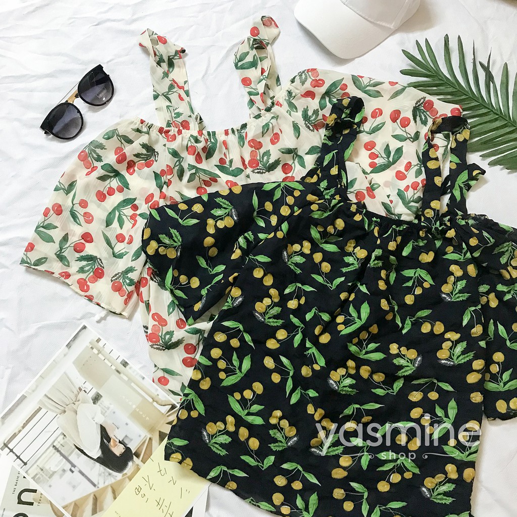 Áo cherry cột vai tay lỡ