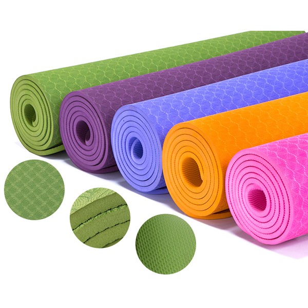 Thảm yoga TPE dày 6mm cao cấp 1 lớp tặng túi lưới đựng thảm