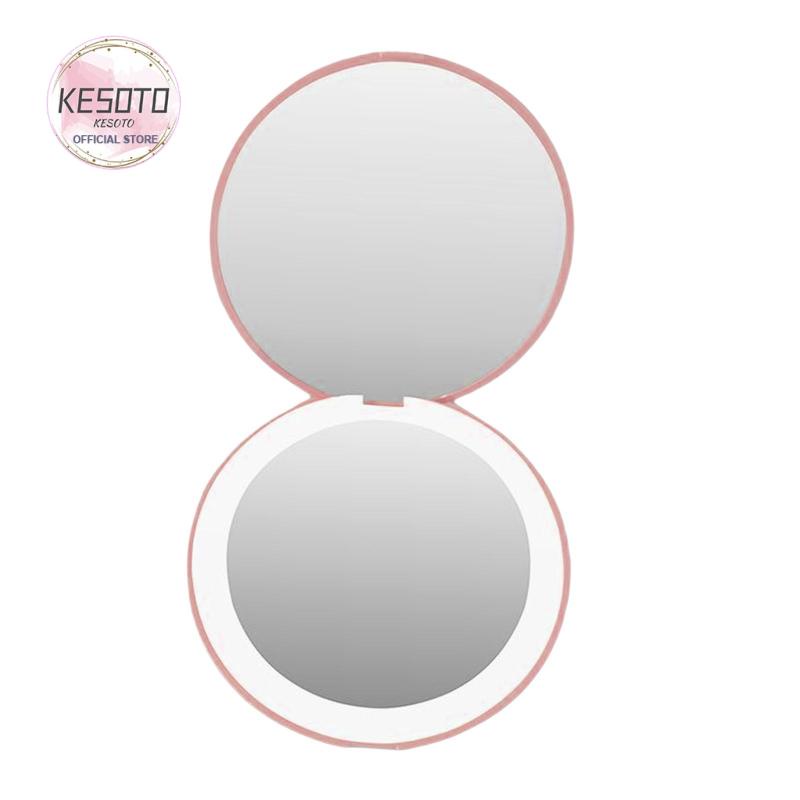 Gương Trang Điểm Cầm Tay Hình Tròn Có Đèn LED Tiện Dụng Mang Theo Du Lịch Cho Nữ