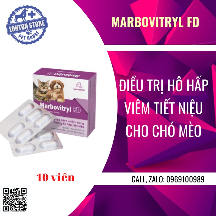 VEMEDIM Marbovitryl FD Không còn nhiễm trù.ng đường hô hấ.p, ti.ết ni.ệu trên chó, mèo