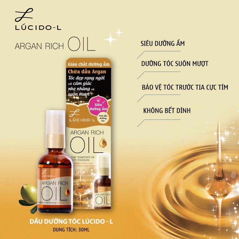 Tinh dầu dưỡng tóc Lucido-L Argan Rich oil ( phục hồi tóc hư tổn)-[FREE SHIP] TỪ ĐƠN 50K