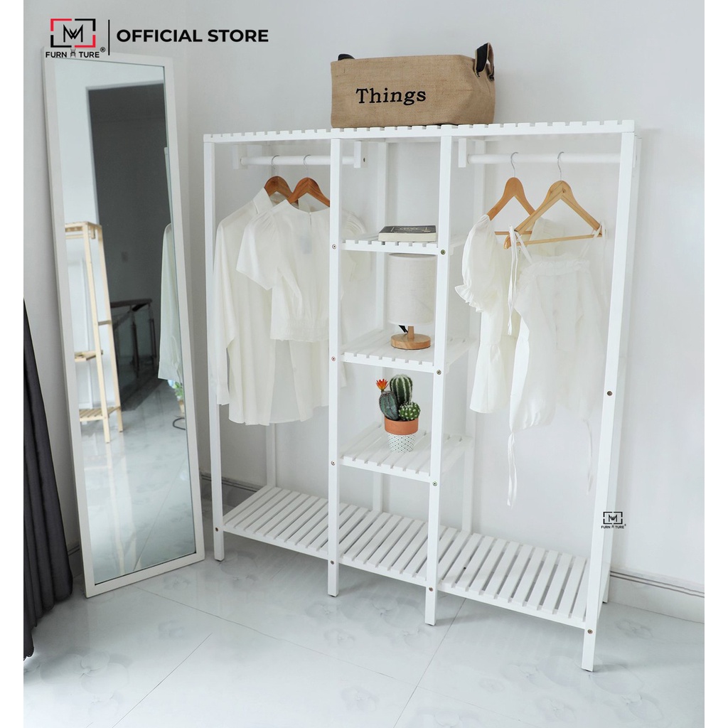 TỦ TREO GỖ LẮP RÁP HÀN QUỐC - TRIPLE CLOSET - WHITE