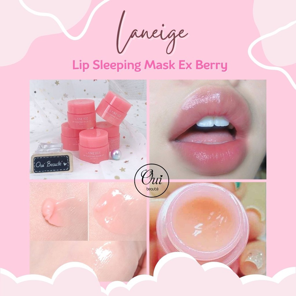 Mặt nạ ngủ môi Laneige Lip Sleeping Mask Ex Berry, Son dưỡng ẩm, làm hồng, giảm thâm môi 3g Ouibeaute