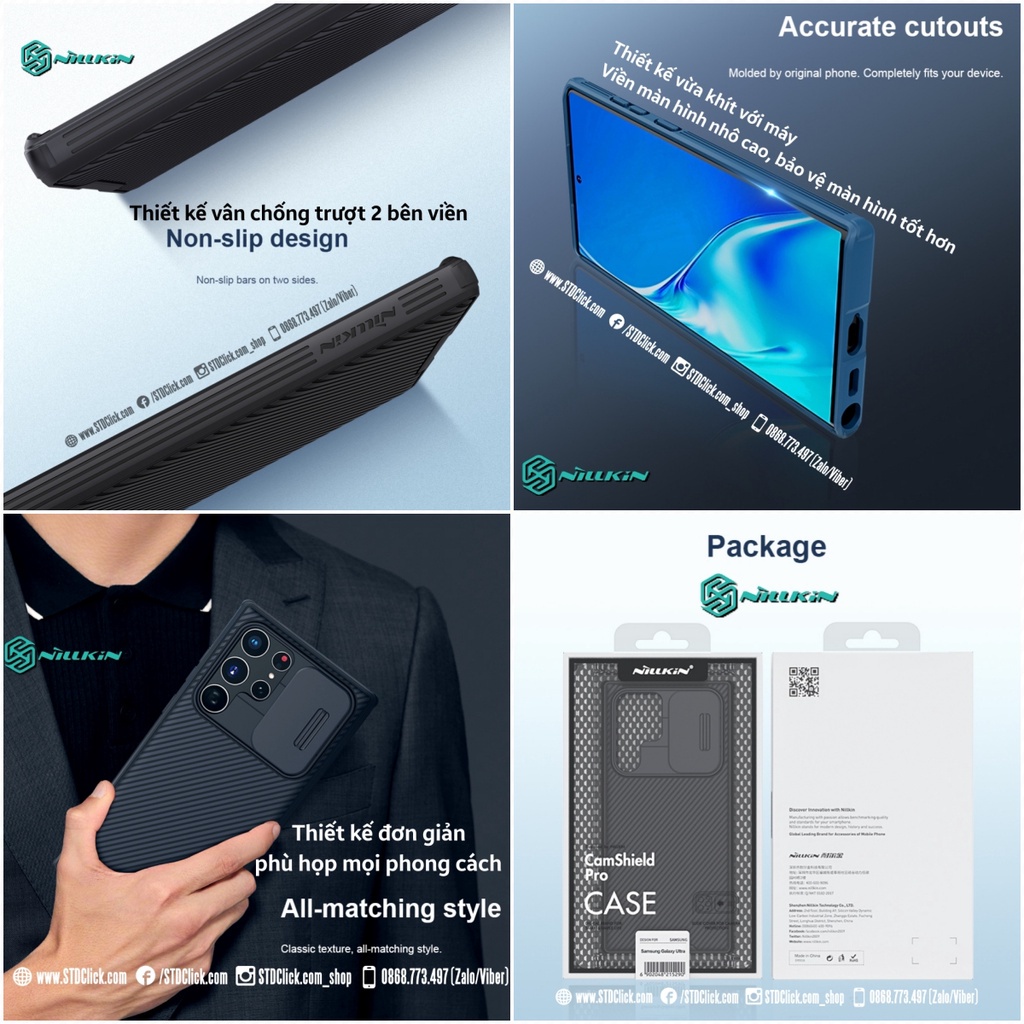 ỐP LƯNG SAMSUNG GALAXY S22 5G - S22 PLUS 5G - S22 ULTRA 5G NILLKIN CAMSHIELD PRO BẢO VỆ CAMERA CHÍNH HÃNG