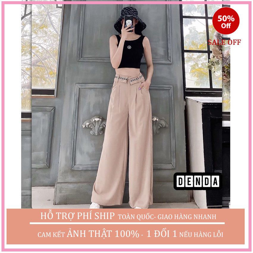 Quần tây quần vải  ống rộng dáng xuông nữ cạp viền chữ thời trang HÀN QUỐC , siêu phẩm của năm 2020 | BigBuy360 - bigbuy360.vn