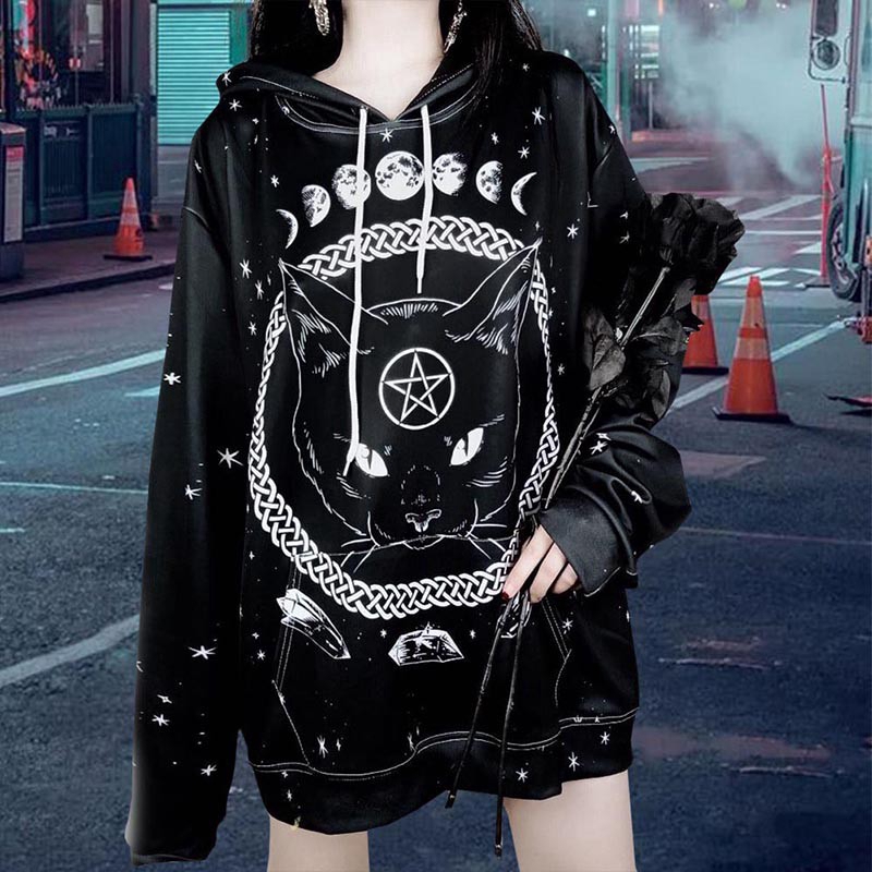 Áo khoác hoodie chui đầu phong cách gothic cá tính thời trang