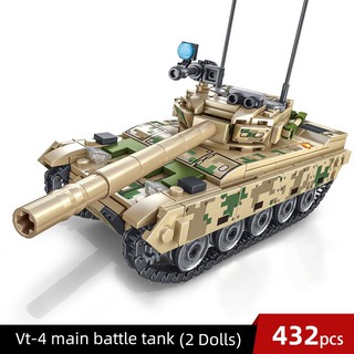   CÓ SẴN  Lắp ghép Mô hình Tank Army Sembo 105562 xe tĂng Vt-4 Main Battle Tank 2 dolls 