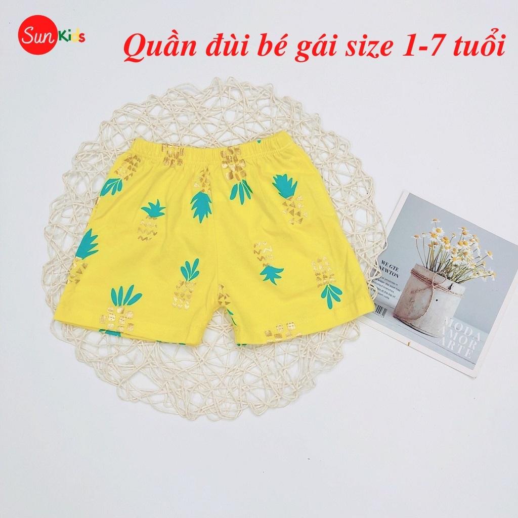 Quần đùi bé gái SUNKIDS1, quần đùi cho bé chất cotton mềm mát, size 1-7 tuổi, nhiều màu