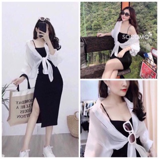 [FREESHIP HN] - SET VÁY 2 DÂY KÈM SƠ MI CỰC XINH