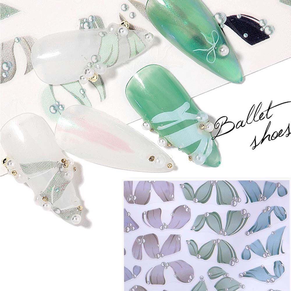 [Hàng mới về] Nhãn dán trang trí móng nghệ thuật họa tiết kiểu ruy băng 3D thanh lịch độc đáo