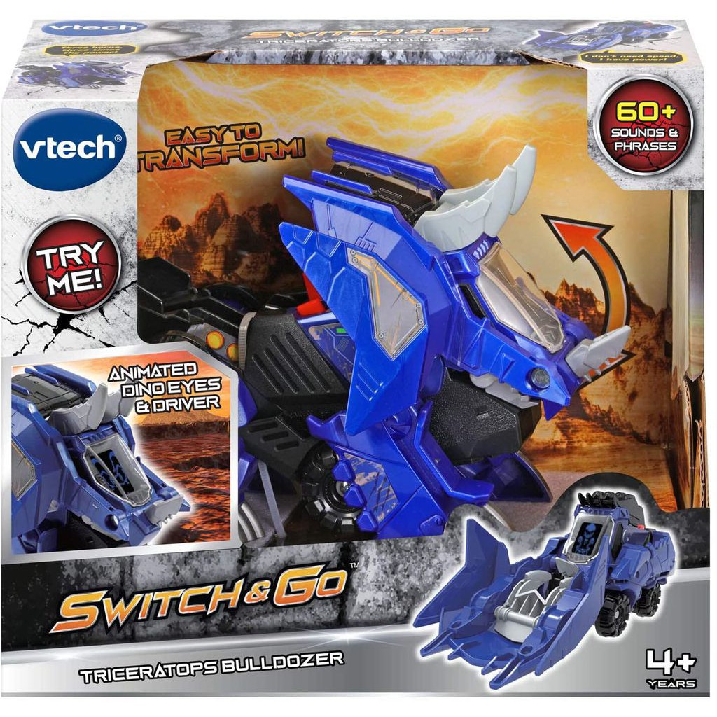 Đồ Chơi Trẻ Em Vtech S&G 80195160 Triceratops Bulldozer Xe Đua Khủng Long