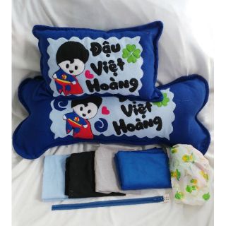 Cặp gối nằm và gối ôm handmade superman siêu nhân, combo vải làm gối handmade
