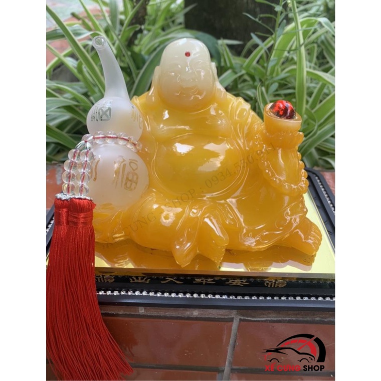 Tượng phật phong thủy trang trí ô tô , bàn làm việc - tượng phật ôm hồ lô