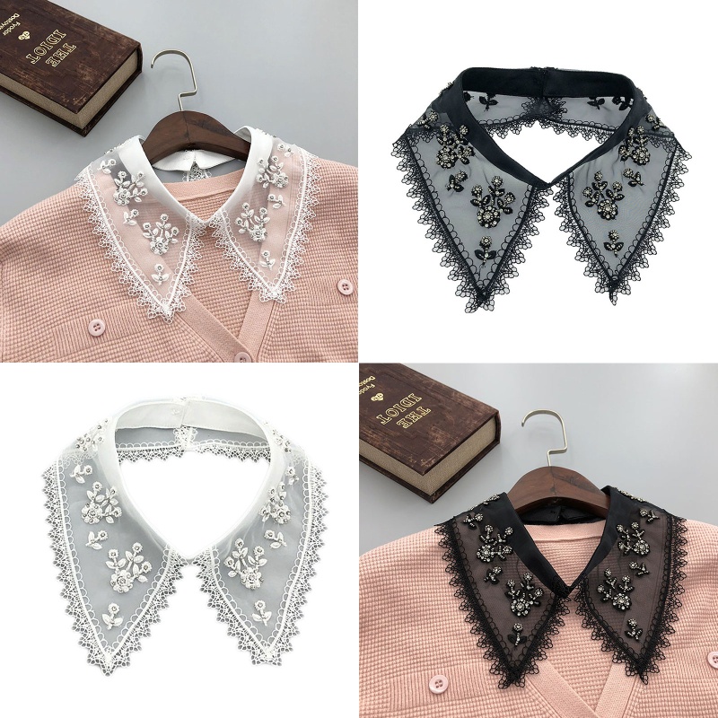 Cổ Áo Rời Giả Hai Lớp Họa Tiết Hoa Thời Trang Hàn Quốc Cho Nữ