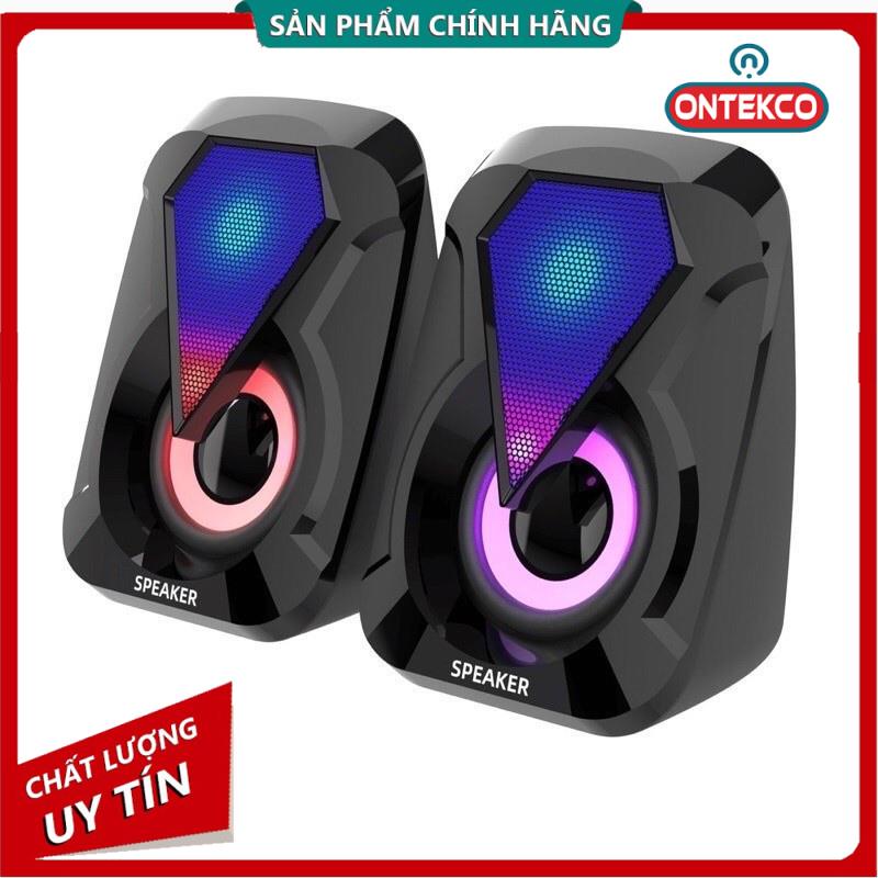 Loa vi tính cắm nguồn USB E-1053 để bàn cao cấp âm thanh siêu hay có đèn led 7 màu nháy theo nhạc Siêu đẹp