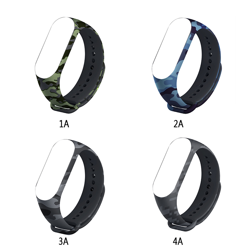 Dây Đeo Thay Thế Làm Từ Chất Liệu Silicon Hoạ Tiết Rằn Ri Cho Mi Band 3 / 4