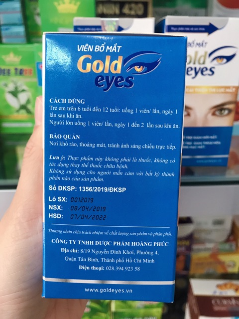 Viên bổ mắt GOLD EYES khô mắt , mỏi mắt , giảm thoái hoá võng mạc mắtKKKK