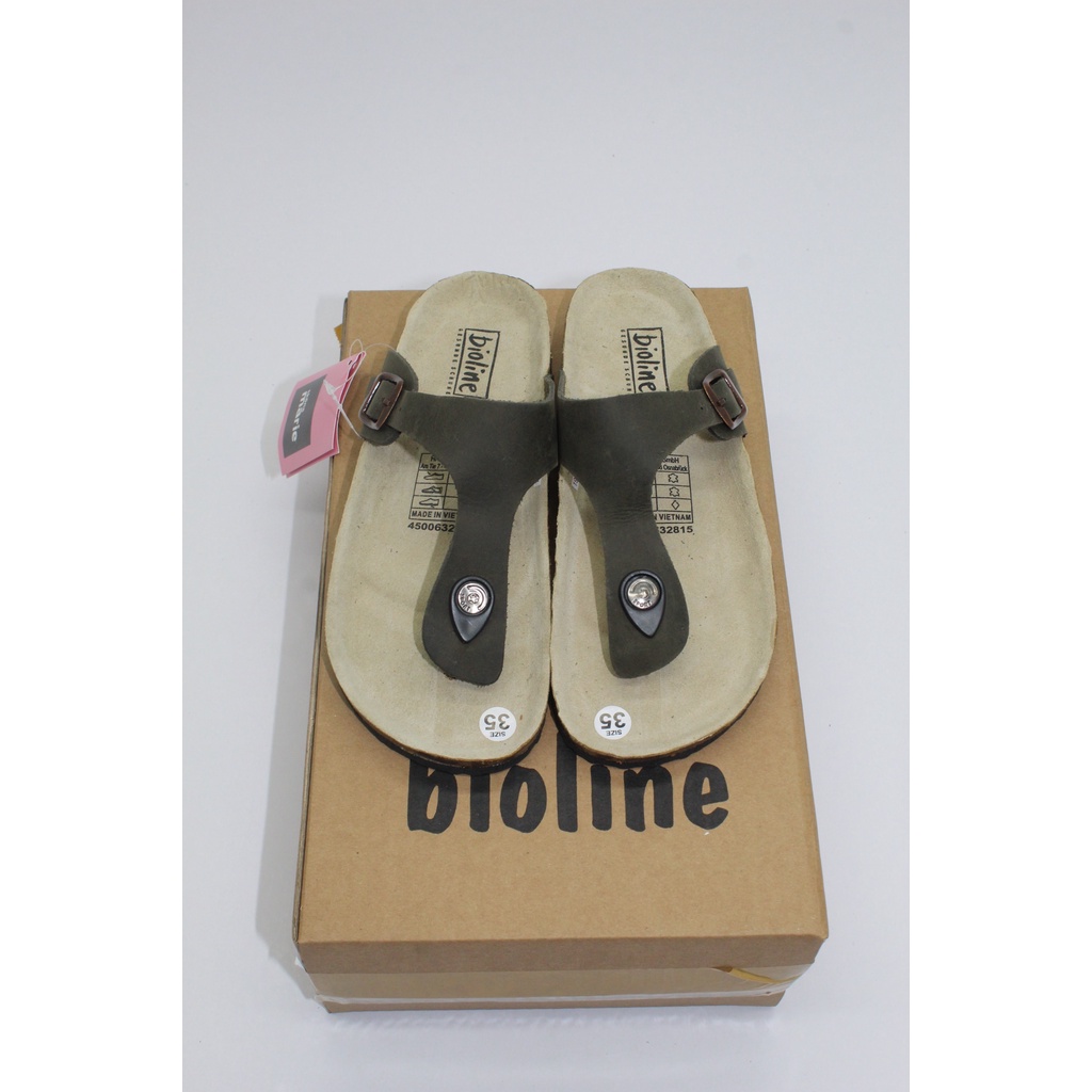 [DA BÒ THẬT] Dép birken xỏ ngón Bioline đế bệt da bò thật unisex mã B07 - Bioline Official