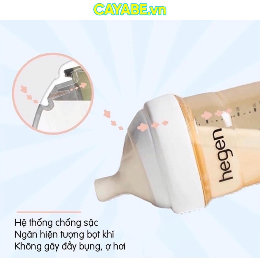 Núm ti bình sữa Hegen cho bé cổ rộng, núm ty thay thế số 0, 1, 2, 3 và Y cắt