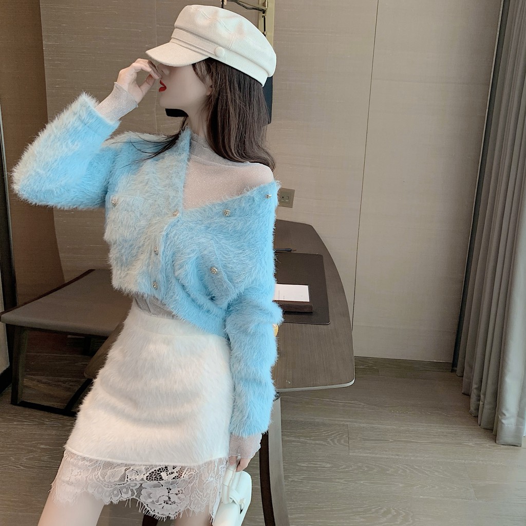 [ ORDER 10-15 NGÀY+ ẢNH THẬT] SET CÓ BÁN RỜI ÁO CARDIGAN LEN + CHÂN VÁY LEN REN S75484