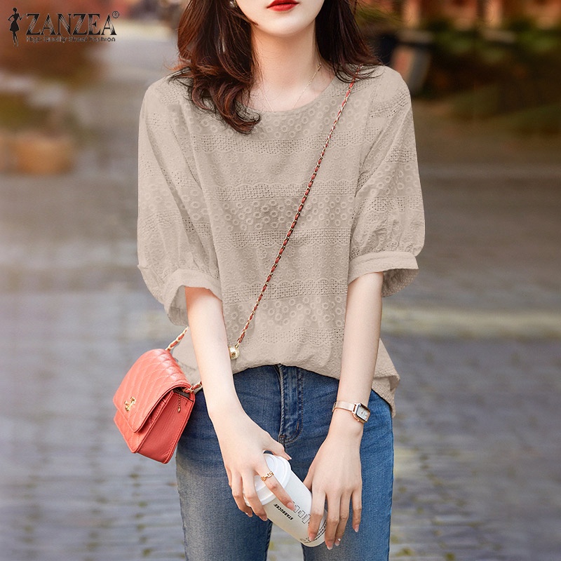 Áo tay lửng ZANZEA dáng rộng màu trơn thời trang Hàn Quốc dành cho nữ