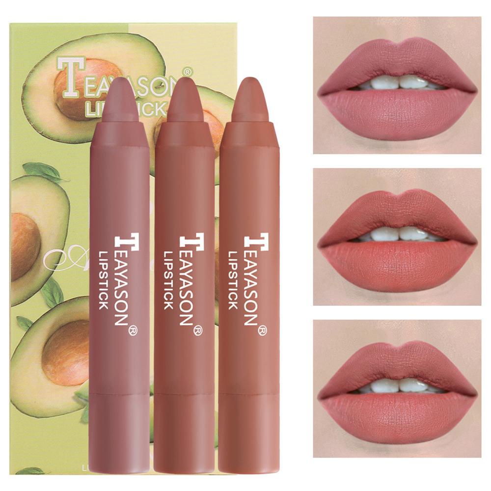 Bộ 3 Son Môi Kiêm Bút Kẻ Môi Màu Lì Chống Nước