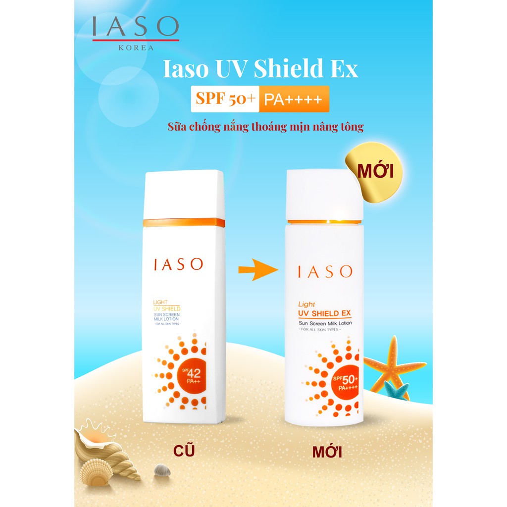 Sữa chống nắng thoáng mịn nâng tông IASO UV SHIELD EX SPF50+ PA++++