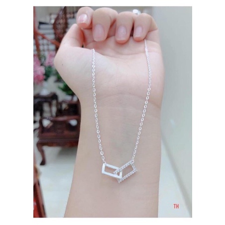 Dây chuyền nữ bạc ta mặt vuông lồng đính đá trắng đẹp - Kho sỉ bạc Nhất Linh