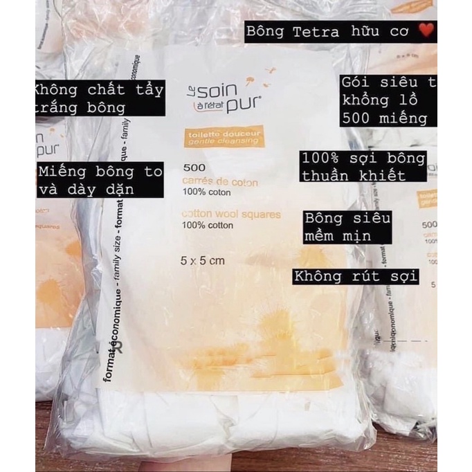 Bông tẩy trang hữu cơ Tetra nội địa Pháp