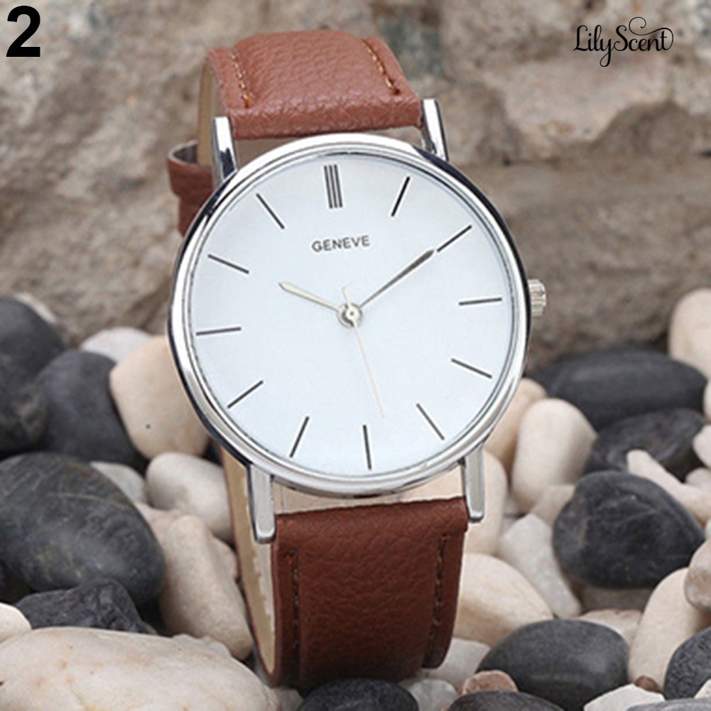 Đồng Hồ Geneva Dây Giả Da Thời Trang Cho Nam / Nữ