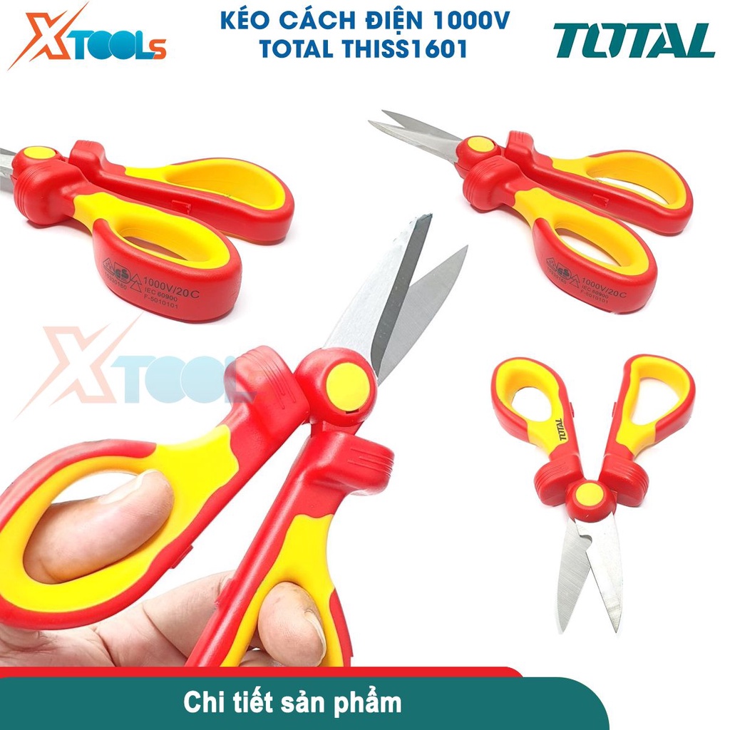 Kéo đa năng cách điện TOTAL THISS1601 cách điện 1000V, lưỡi thép không gỉ, kích thước 160mm [CHÍNH HÃNG][XTOOLS]