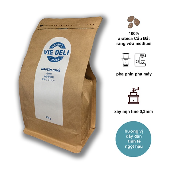 Cà phê bột Arabica VieDeli, túi 500g